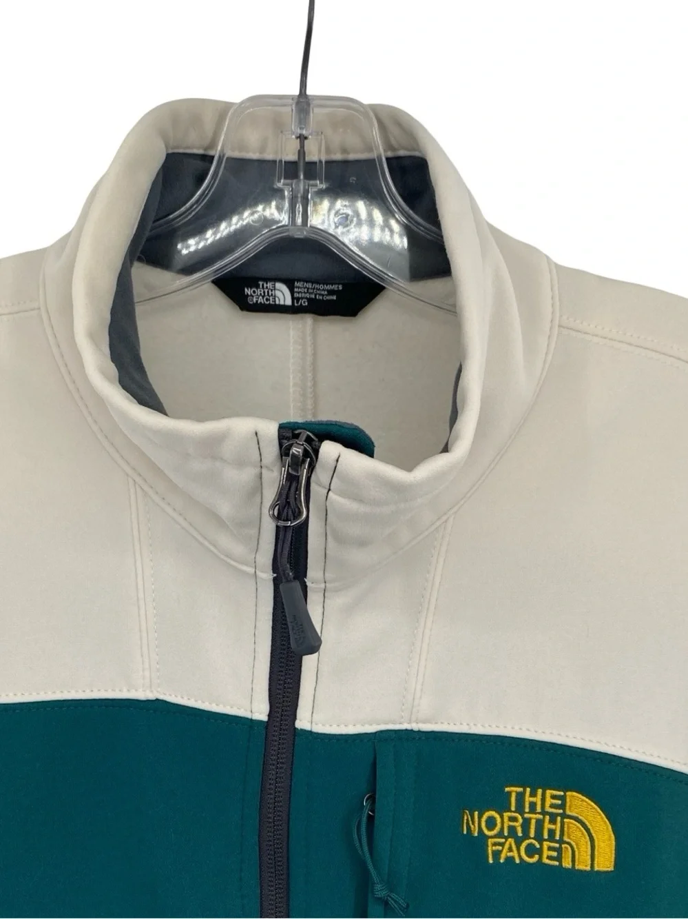 The North Face Men’s Jacket Hunter Green Ivory Track Outdoor Colorblock Large